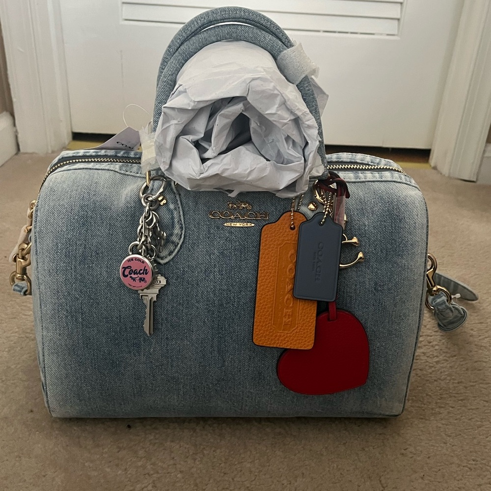 Coach Large Rowan in Loved Denim